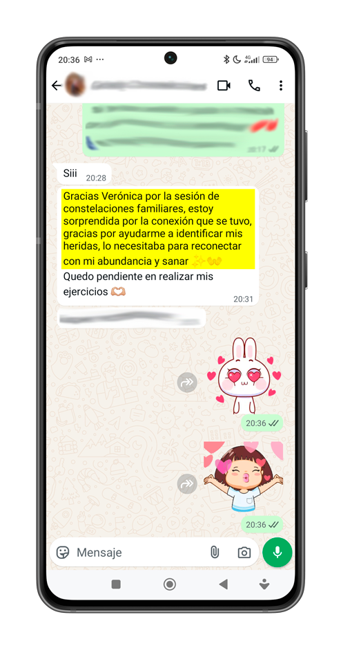 Captura de pantalla de testimonio