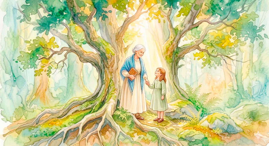 Abuela y nieta en un árbol